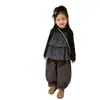 Nuevo atuendo de otoño para niñas: Top vintage de cuadros de manga larga con tirantes y pantalones jogger casuales para bebés niñas