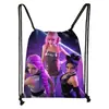 Nueva Bolsa de Cordón de Baloncesto Portátil Transfronteriza de Grupo Femenino K-Pop Demon Slayer Poliéster Producto Gran Capacidad Cordón Mayoreo