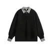 Ropa para Hombre Jia Yi Ku 2025 Nuevo Estilo Coreano Old Money Cleanfit Sencilla Camisa de Cuello para el Trabajo Sudadera Falsa de Dos Piezas