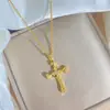 Moda Europea y Americana Nuevo Producto Collar de Acero de Titanio Cruzado para Mujer Exquisita Cadena para Clavícula de Circonita Versátil Joyería de Venta Caliente Transfronteriza