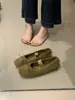 Sapatilha Feminina Retro Francesa com Laço Bico Redondo Forrada com Pelúcia 2026 Inverno Boca Rasa Sapatos Peludos Quentes Algodão Sapatos Simples
