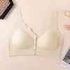 Sujetador de Espalda Invisible con Botones Frontales en Talla Grande con Copas Completamente Fijas de Algodón con Látex y Tirantes Anchos