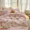 Conjunto de quatro peças em gaze de algodão puro de camada dupla grau A, lençol e capa de edredom 100% algodão, grau para bebês, adequado para dormir sem roupas, conjunto de três peças para camas de dormitório
