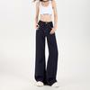 Stretch em Quatro Direções Antirrugas Caimento Ykk Genuíno Ajuste Solto Não Aderente Perna Larga Flare Denim Cor Original Que Não Desbota
