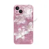 Mais vendido na América Latina, capa protetora branca com padrão de água rosa para 15Pro, capa de celular com pintura metálica para iPhone17