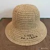 Chapéu de Pescador Macio de Aba Larga Bordado Fino para Primavera e Verão, Chapéu Bucket de Tricô Simples Versátil de Aba Larga com Proteção Solar Vazado