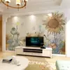 Mural de girasol pintado a mano cálido y elegante 3D papel tapiz pastoral de estilo americano country tela para pared de fondo de TV y sofá de sala de estar