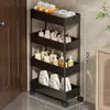 Prateleira de Armazenamento Traseira para Porta de Banheiro Vão do Banheiro Carrinho Pequeno Ultrafino Vão do Vaso Sanitário Muito Estreito Armário de Armazenamento de Chão Multicamadas