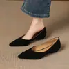 Sapatos de Salto Anabela Simples da Moda Estilo Coreano de 2,5cm para Mulheres, Novos Sapatos de Couro Rasos Pointy-Toe Slip-On para Primavera e Outono