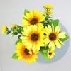 Accesorios para el Hogar Flores Falsas Simuladas Cuadrado de Boda Accesorios para Fiestas Girasol Plástico Flor de Seda Manojo Mango Flor de Girasol Pequeña
