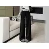 Calça Wide Leg Patchwork de Renda com Bolinhas Feminina Outono Cintura Alta Perna Reta Hot Girl Linha A Fluida Solta Casual Comprimento Total