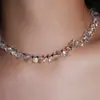 Collar de Cristal de Vidrio Simple y Versátil Estilo Mismo que el de las Blogueras para Mujer, Cadena de Clavícula en Capas de Cuentas Hecha a Mano de Gama Alta para Mujer
