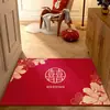 Nova Porta de Entrada para Casamento Tapete Vermelho para Corredor Macio Tapete para Pés de Quarto de Casamento Festivo Novo Tapete de Veludo Cristal Chinês