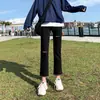 Nuevos Jeans Negros de Pierna Recta Ajustados con Abertura para Mujer Primavera 2026, Aptos para Personas Petites, Adelgazantes, Versátiles, de Cintura Alta, Estilo Cigarrillo
