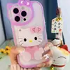 Nova Capa de Celular Sanrio Transfronteiriça Adequada para Apple 15Promax/16 11 Gatinho Fofo Espelho de Maquiagem