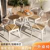 Mesa y Silla de Ocio para Exteriores Patio Exterior Madera Anticorrosiva Combinación de Mesa y Silla para Comedor Exterior Mesa Cuadrada Redonda Elevable para Balcón del Hogar