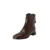 Botas Femininas 2024 Botas de Cavaleiro Femininas Cano Curto Simples com Comércio Exterior Francês Profissional Botas Lavadas Novas Outono e Inverno Grão Grosso