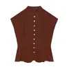 Artículo de Venta Caliente Transfronterizo de Aliexpress 2026 Primavera Nuevo Moda Femenina Sin Mangas Cuello Alto Estilo Vestido Corto Top Plisado