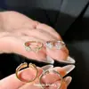Anillo Abierto de Zirconia tipo Cubo de Azúcar de Nuevo Lujo Más Vendido Transfronterizo con Diseño Único, Estilo de Alta Gama, Anillo Abierto Versátil
