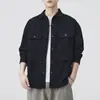 Ropa para Hombre Fengshe / Nueva Camisa de Trabajo Retro Japonesa de Primavera y Otoño para Hombre, Camisa Holgada Casual de Color Sólido Estilo Americano
