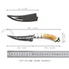 Cuchillo mongol forjado a mano, afilado y portátil, patrón Damasco, cuchillo para el hogar, cuchillo para frutas, cuchillo especial para cortar carne