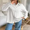 Ropa de mujer de comercio exterior transfronterizo europeo y americano Amazon y AliExpress 2026 nueva camisa de algodón de bambú con botones, cuello vuelto y manga larga para mujer
