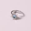 Anillo giratorio de girasol transfronterizo ajustable con apertura de circonita y piedra lunar para descompresión, anillo de cobre de girasol giratorio para mujer