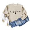 Amazon deseo transfronterizo suéter casual de manga larga con estampado de letras de mamá de perro para mujer europea y americana, top de cuello redondo