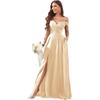 Vestidos de Noite Amazon Ombro a Ombro Vestidos de Dama de Honra para Casamento Longo Chiffon Sexy Babados Plissado Vestidos de Noite Formais