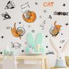 FX-E139 Dibujos animados de gato espacial, cohete, constelación, planeta, habitación infantil, guardería, hogar, decoración de pared, pegatinas de pared