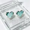 Aretes Coreanos Frescos Dulces Coloridos Esmalte Goteo Corazón de Amor Stud Earrings Simples Versátiles Diseño de Nicho Elegantes Accesorios para Orejas