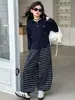 Conjunto de Roupa de Primavera e Outono para Meninas 2026 Novo Estilo Coreano Moletom e Calça Wide Leg Listrada Conjunto de Duas Peças para Crianças Maiores Roupa Casual Tendência
