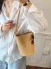 Bolsa Balde Tecida em Relevo Estilosa Coreana para Mulheres Nova Moda Verão 2026 Bolsa Versátil para Ombro Transversal