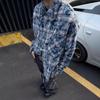 Camisa Rave Tie-Dye Cuadros Destrucción Hip-Hop Americano Camisa para Hombres y Mujeres Abrigo Holgado Primavera y Otoño Marca de Moda Nuevo Llegada