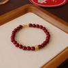 Pulsera de Cinabrio 6MM Diseño de Círculo Único Sentido de Diseño Nuevo Estilo Chino Cinabrio de Benmingnian con Perla de Agua Dulce Jade Suministro al por Mayor