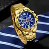 Reloj para Hombre con Correa de Acero Falso Triple Ojo Cristal con Luz Azul Negocios Cuarzo Esfera Grande Reloj de Pulsera para Hombre Venta al por Mayor de Fábrica