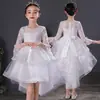 Vestido Formal para Meninas Vestido de Princesa Estiloso para Primavera e Outono Tule Fofo com Cauda Vestido para Desfile Infantil Performance de Piano
