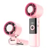 Ventilador Portátil Dobrável com Gelo de Refrigeração Rápida, Ventilador de Mão Portátil com Refrigeração de Gelo Turbo, Display Digital LED, Recarregável por USB, 199 Velocidades, Cabeça do Ventilador Dobrável e Rotativa, Design com Cordão, Ventilador de Resfriamento para Esportes ao Ar Livre, Passageiro, Estudante, 3 Cores: Branco, Cinza, Rosa