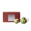 Ino Kiyosong Conejo Verde Lindo Brote Kung Fu Juego de Té Caja de Regalo Cerámica de Té de Alta Gama Pintada a Mano Una Olla Una Taza para Amigos