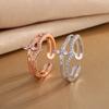 Elegante anillo de circonio de alta calidad súper brillante anillo de flor dulce de cuatro pétalos de moda coreana anillo de dedo simple de doble capa de lujo ligero