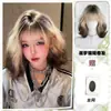Peruca de Gato Siamês Capacete Completo para Mulheres Subcultura Paris Pintado Preto Dourado Gradiente Cabelo Curto Cacheado Diário Capacete Completo