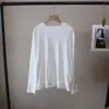 [Bizheng] 2025 Nova Coleção Outono/Inverno Estilo Coreano Costura Cor Contrastante Lã Casual Versátil Camiseta de Manga Longa Base para Mulheres 5676