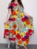 Vestido estampado de verano 2023 nuevo estilo europeo y americano transfronterizo, cuello redondo, falda amplia