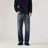 Pantalones Vaqueros para Hombre Fengshe Clanfit2026 Otoño Retro Lavado Desgastado Rectos Sueltos Multibolsillos para Hombre