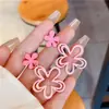 Novos Brincos Flor Rosa Vazados, Brincos Longos Versáteis Simples, Design Fofo de Nicho, Joia de Orelha Fashion para Mulheres