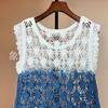 Camisola pequeña sin mangas con diseño calado teñido anudado, sentido del diseño, verano, vacaciones junto al mar, ropa exterior apilada, top pequeño dulce y sexy