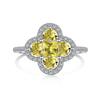 Anel de prata esterlina S925 europeu e americano feminino com zircônia incrustada luz luxo alto senso personalidade trevo de quatro folhas design anel fechado atacado