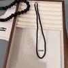 Collar de cuentas redondas de ágata negra del mismo estilo para mujer, cadena de clavícula combinable con todo, cadena de suéter con cuentas, joyería de alta calidad