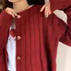 Cardigan Macio de Tricô com Botão em Formato de Coração para Mulheres Primavera Outono Inverno 2026 Roupa Externa Solta Suéter Casaco Estilo Suave Top