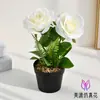 Arreglo Floral Artificial de Rosa de Dos Cabezas, Flores de Seda Frescas, Flores Artificiales, Decoraciones para Sala de Estar, Centro de Mesa, Rosas